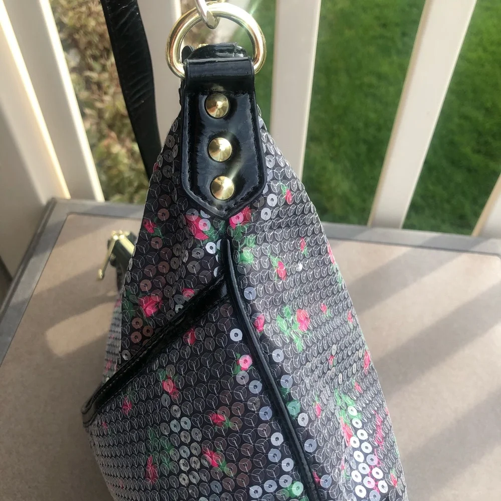 Betsey Johnson leopard blossom sequin hobo